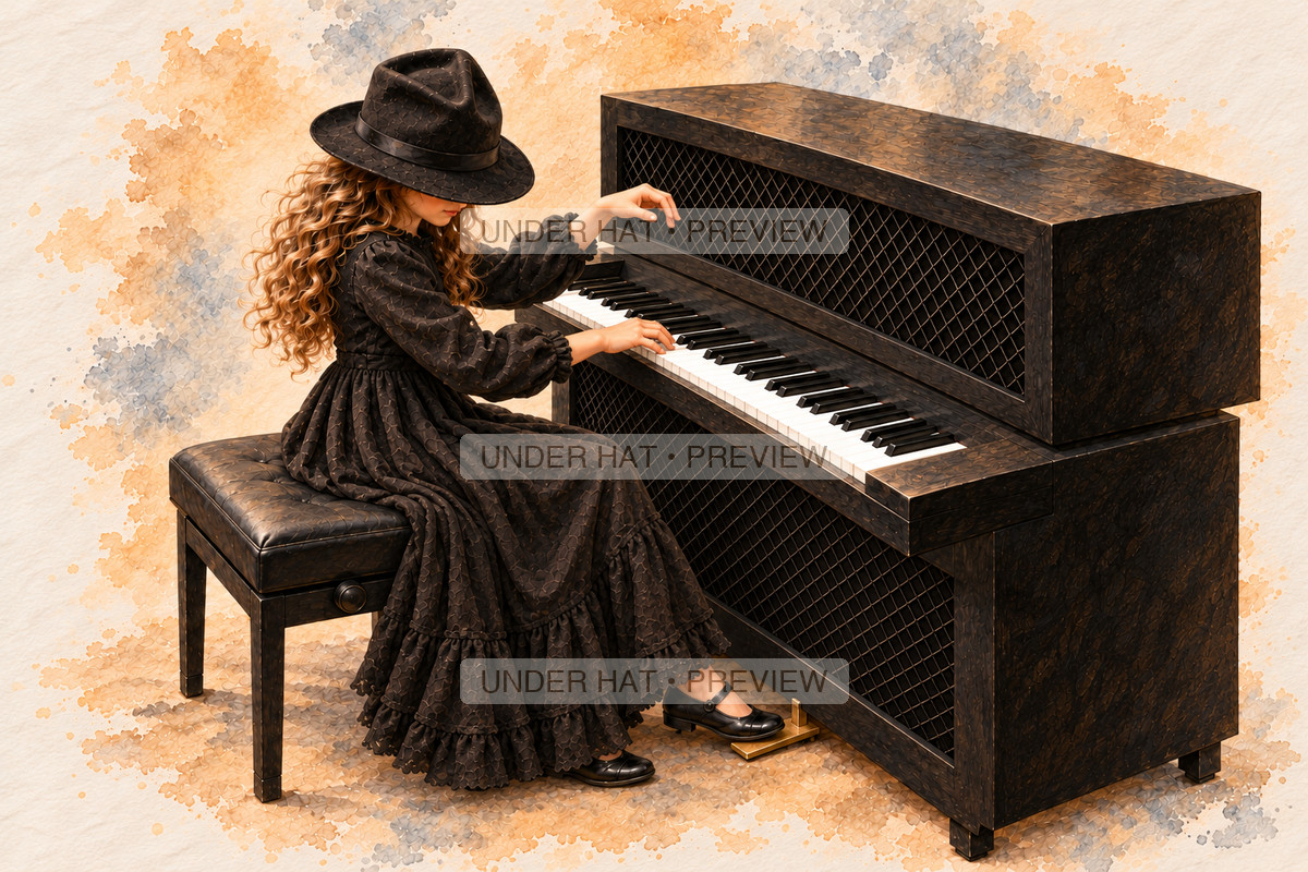 Keyboards, artwork UH-FO-CELESTA-GIRL-03 — watermarked digital art preview