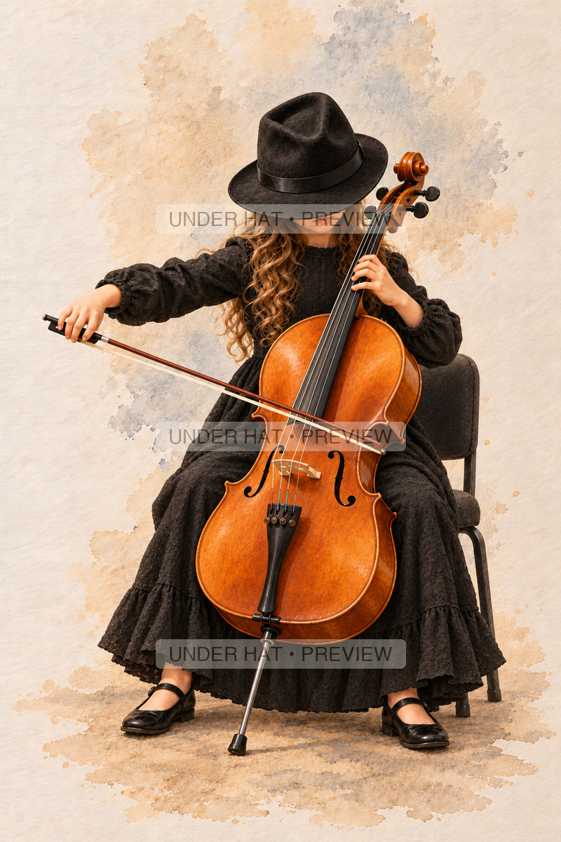 Strings, artwork UH-FO-CELLO-GIRL-03 — watermarked digital art preview