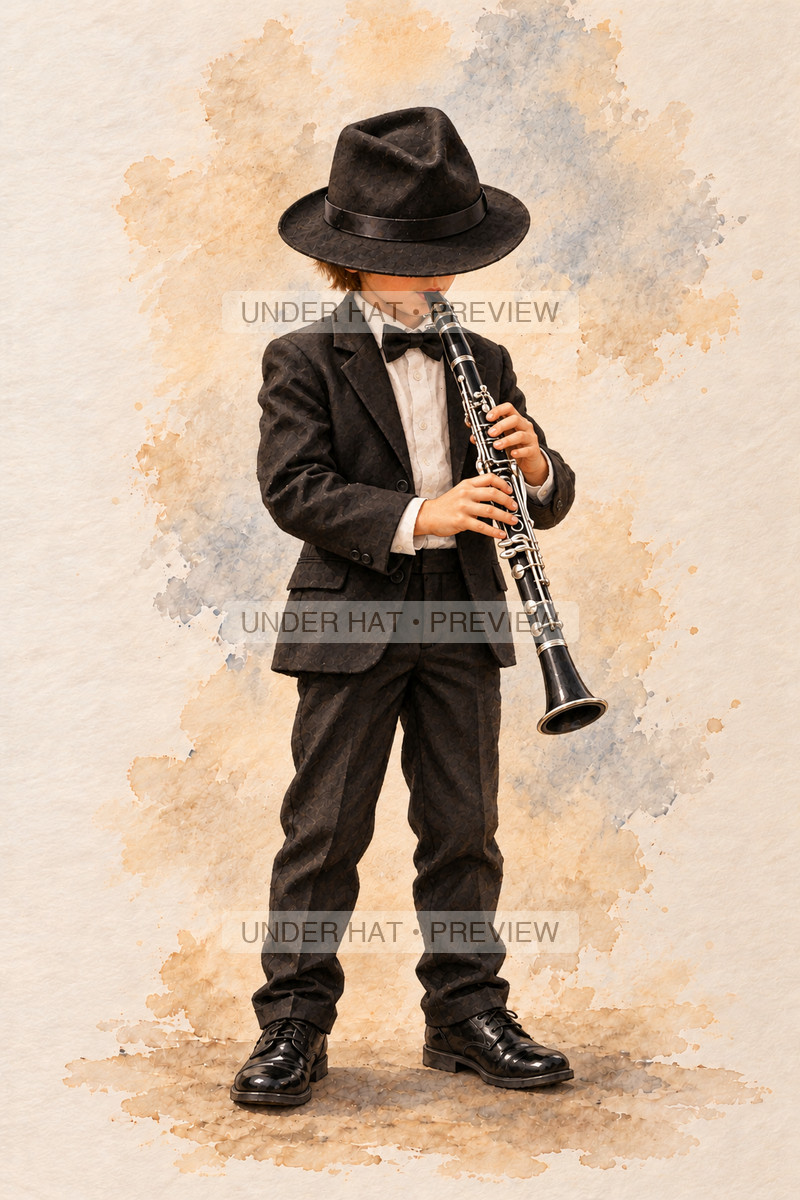 Woodwinds, artwork UH-FO-CLARINET-BOY-01 — watermarked digital art preview