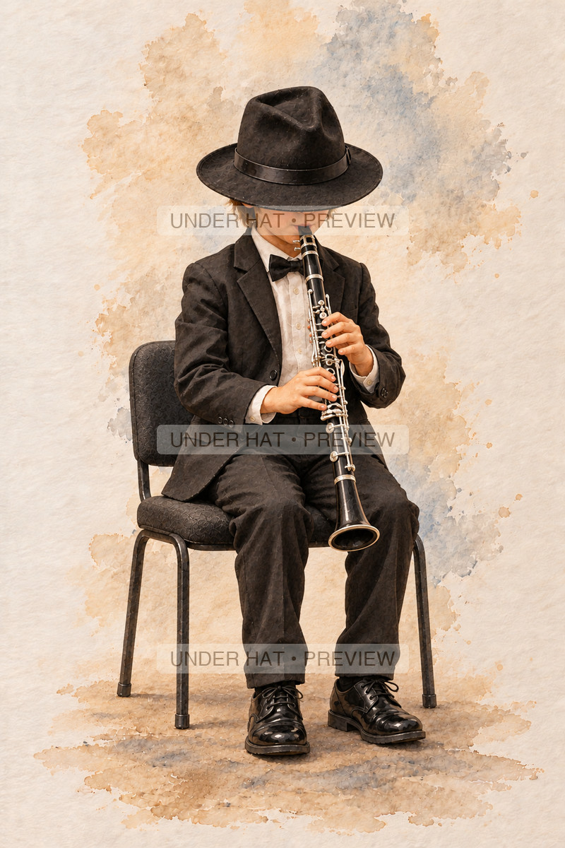 Woodwinds, artwork UH-FO-CLARINET-BOY-02 — watermarked digital art preview
