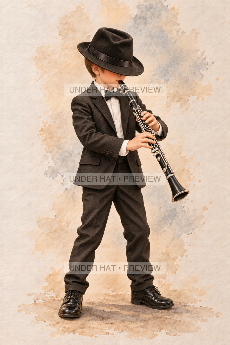 Woodwinds, artwork UH-FO-CLARINET-BOY-03 — watermarked digital art preview
