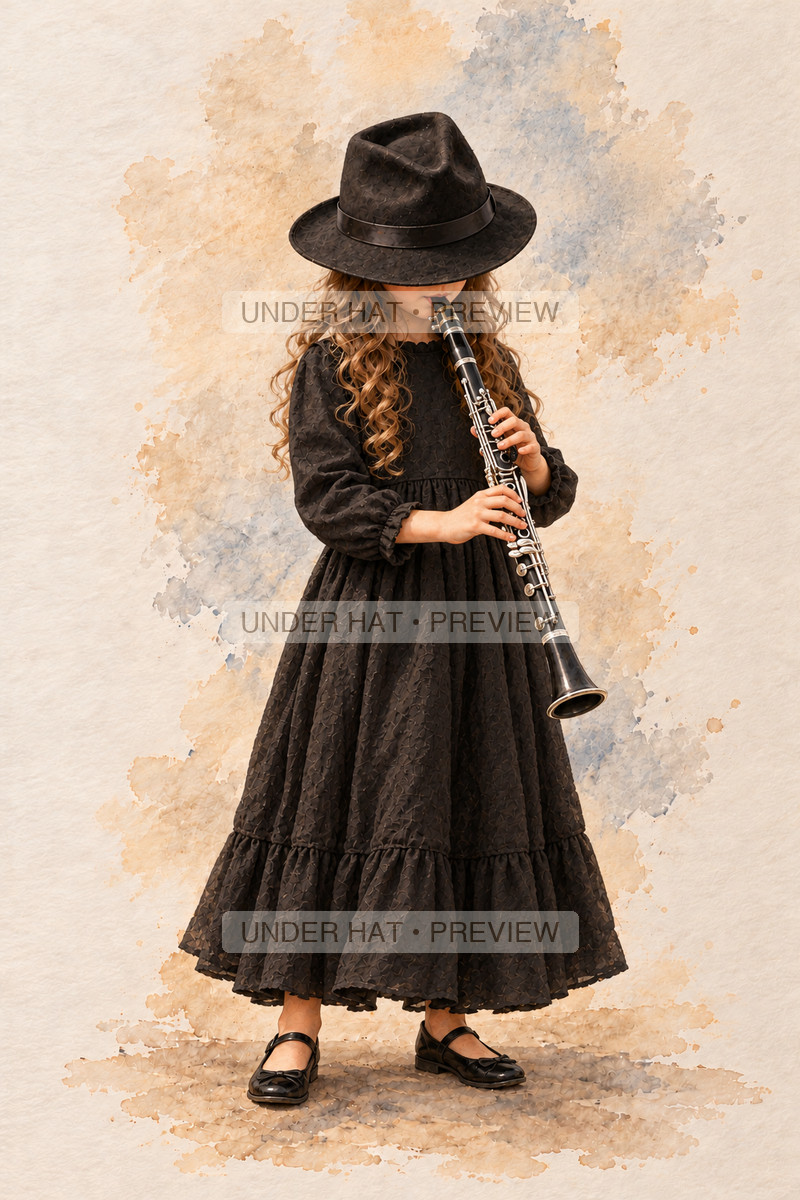 Woodwinds, artwork UH-FO-CLARINET-GIRL-01 — watermarked digital art preview