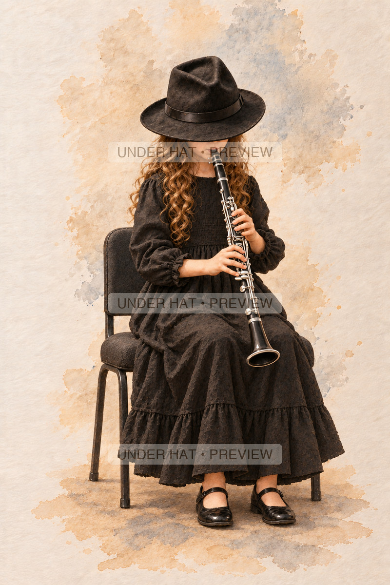 Woodwinds, artwork UH-FO-CLARINET-GIRL-02 — watermarked digital art preview