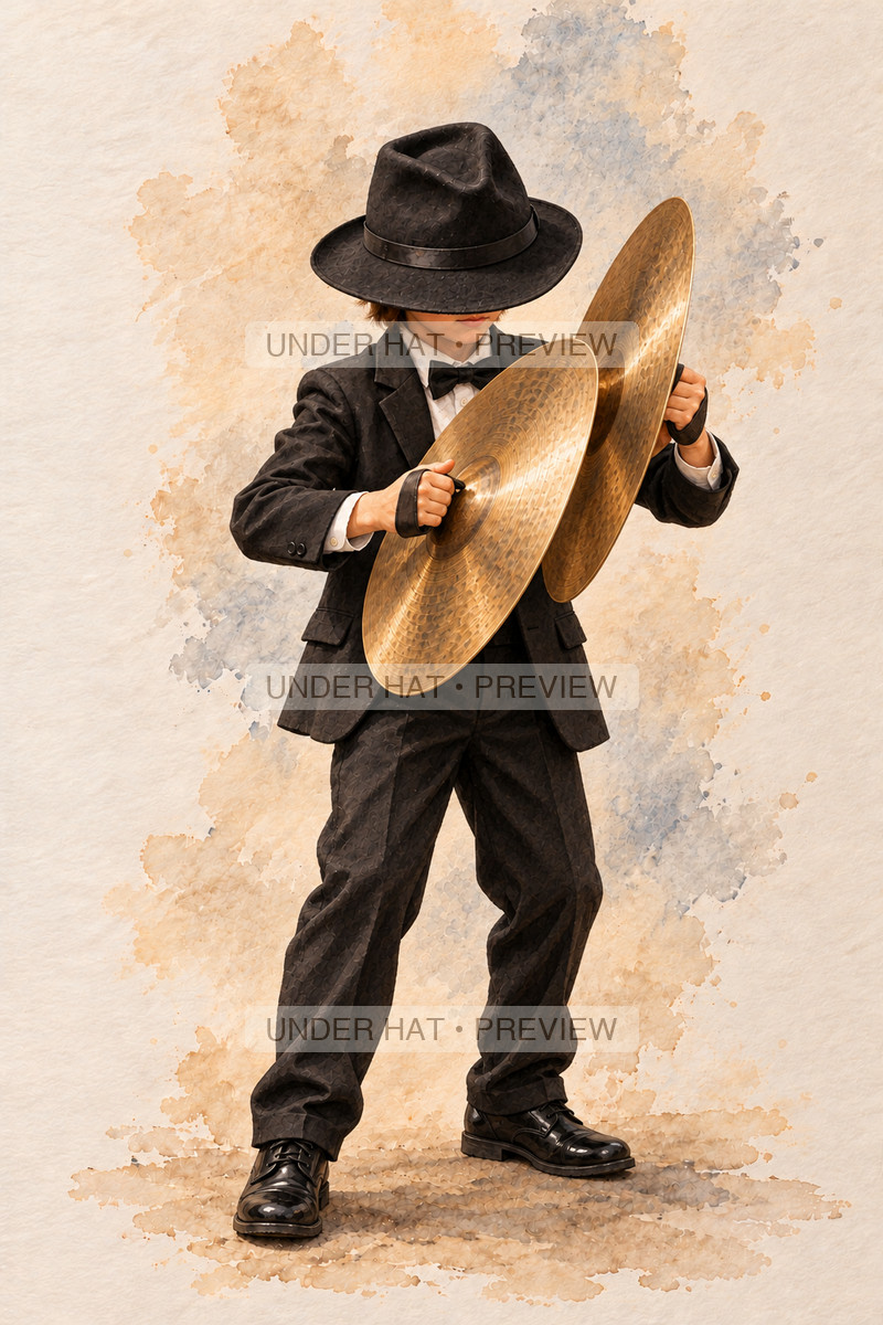 Percussion, artwork UH-FO-CLASH-CYMBALS-BOY-01 — watermarked digital art preview