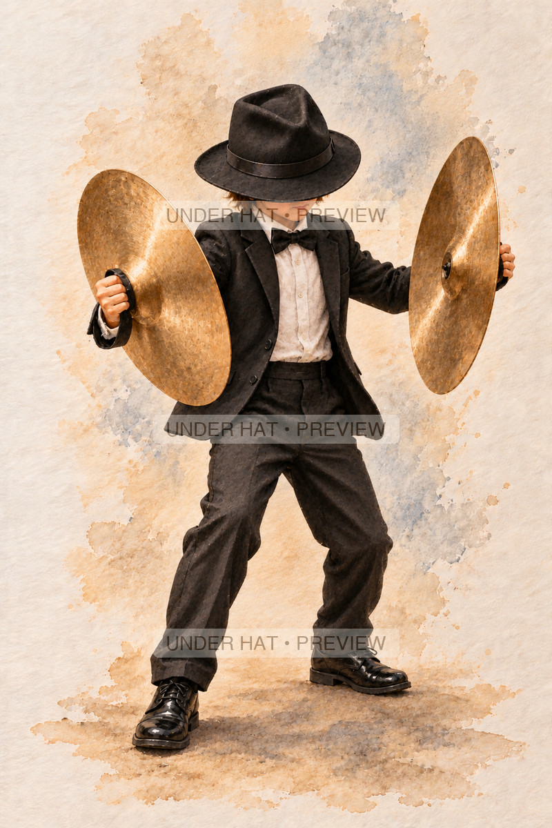 Percussion, artwork UH-FO-CLASH-CYMBALS-BOY-02 — watermarked digital art preview