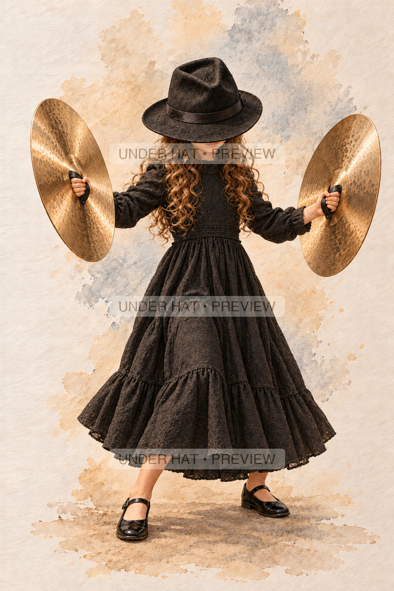 Percussion, artwork UH-FO-CLASH-CYMBALS-GIRL-02 — watermarked digital art preview