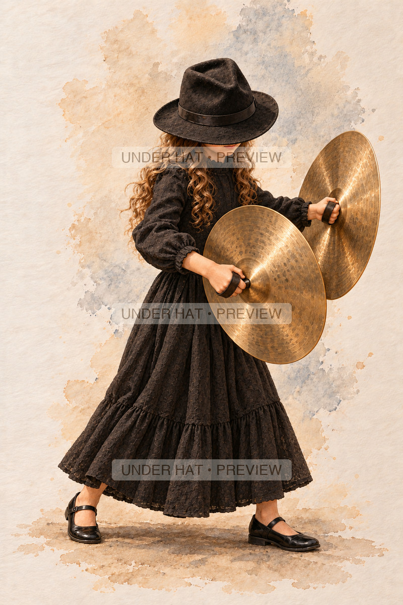 Percussion, artwork UH-FO-CLASH-CYMBALS-GIRL-03 — watermarked digital art preview