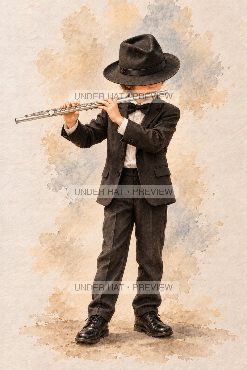 Woodwinds, artwork UH-FO-CONCERT-FLUTE-BOY-01 — watermarked digital art preview