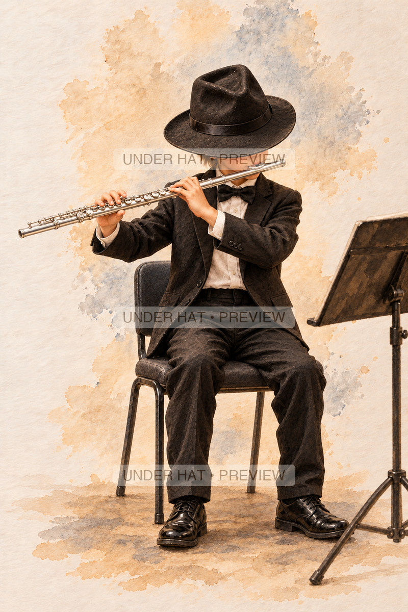 Woodwinds, artwork UH-FO-CONCERT-FLUTE-BOY-02 — watermarked digital art preview