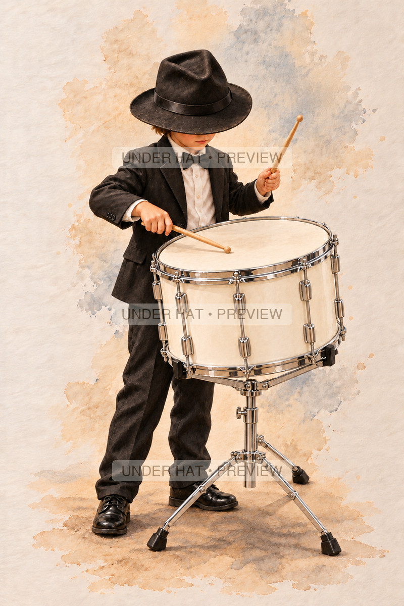 Percussion, artwork UH-FO-CONCERT-TENOR-DRUM-BOY-01 — watermarked digital art preview