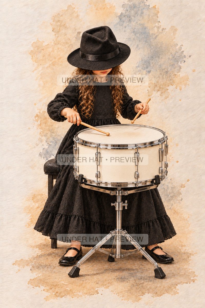 Percussion, artwork UH-FO-CONCERT-TENOR-DRUM-GIRL-02 — watermarked digital art preview