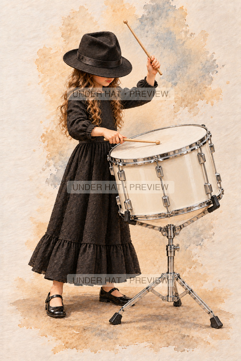 Percussion, artwork UH-FO-CONCERT-TENOR-DRUM-GIRL-03 — watermarked digital art preview