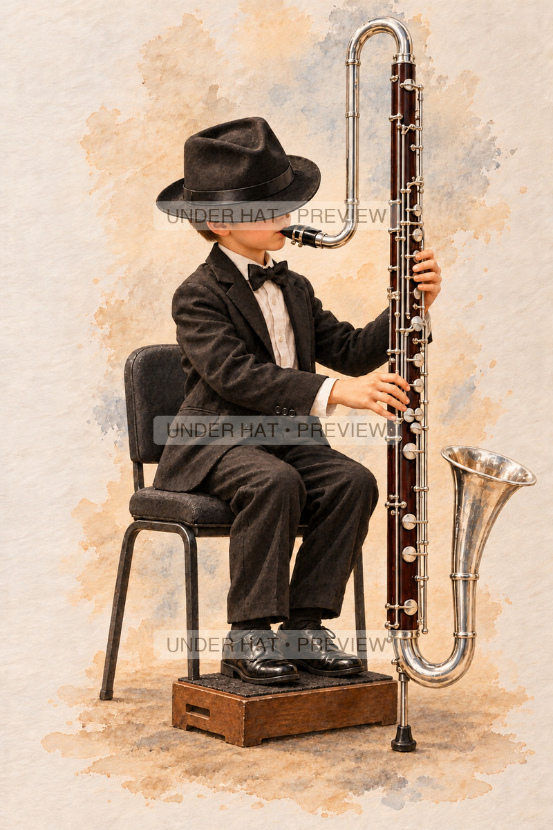 Woodwinds, artwork UH-FO-CONTRABASS-CLARINET-BOY-02 — watermarked digital art preview