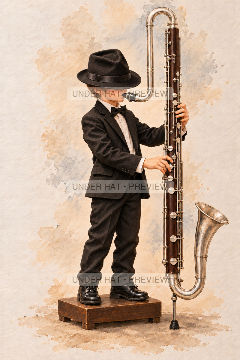 Woodwinds, artwork UH-FO-CONTRABASS-CLARINET-BOY-03 — watermarked digital art preview