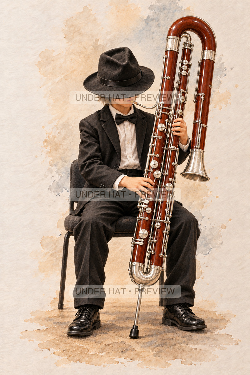 Woodwinds, artwork UH-FO-CONTRABASSOON-BOY-01 — watermarked digital art preview
