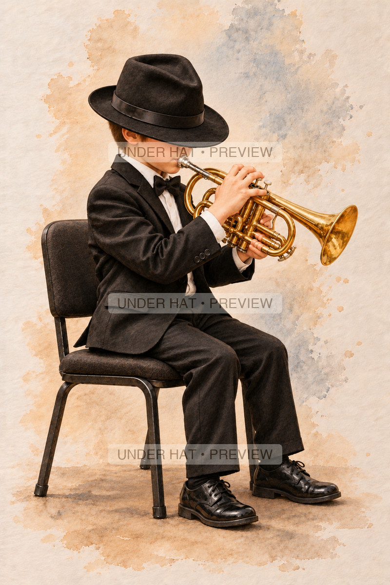Brass, artwork UH-FO-CORNET-BOY-02 — watermarked digital art preview