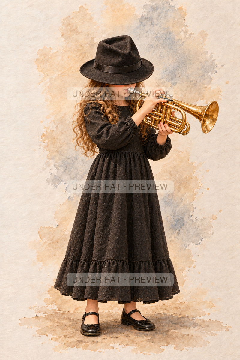 Brass, artwork UH-FO-CORNET-GIRL-01 — watermarked digital art preview