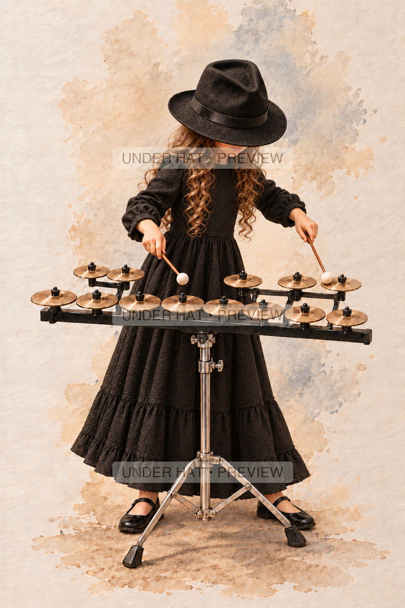 Percussion, artwork UH-FO-CROTALES-GIRL-02 — watermarked digital art preview