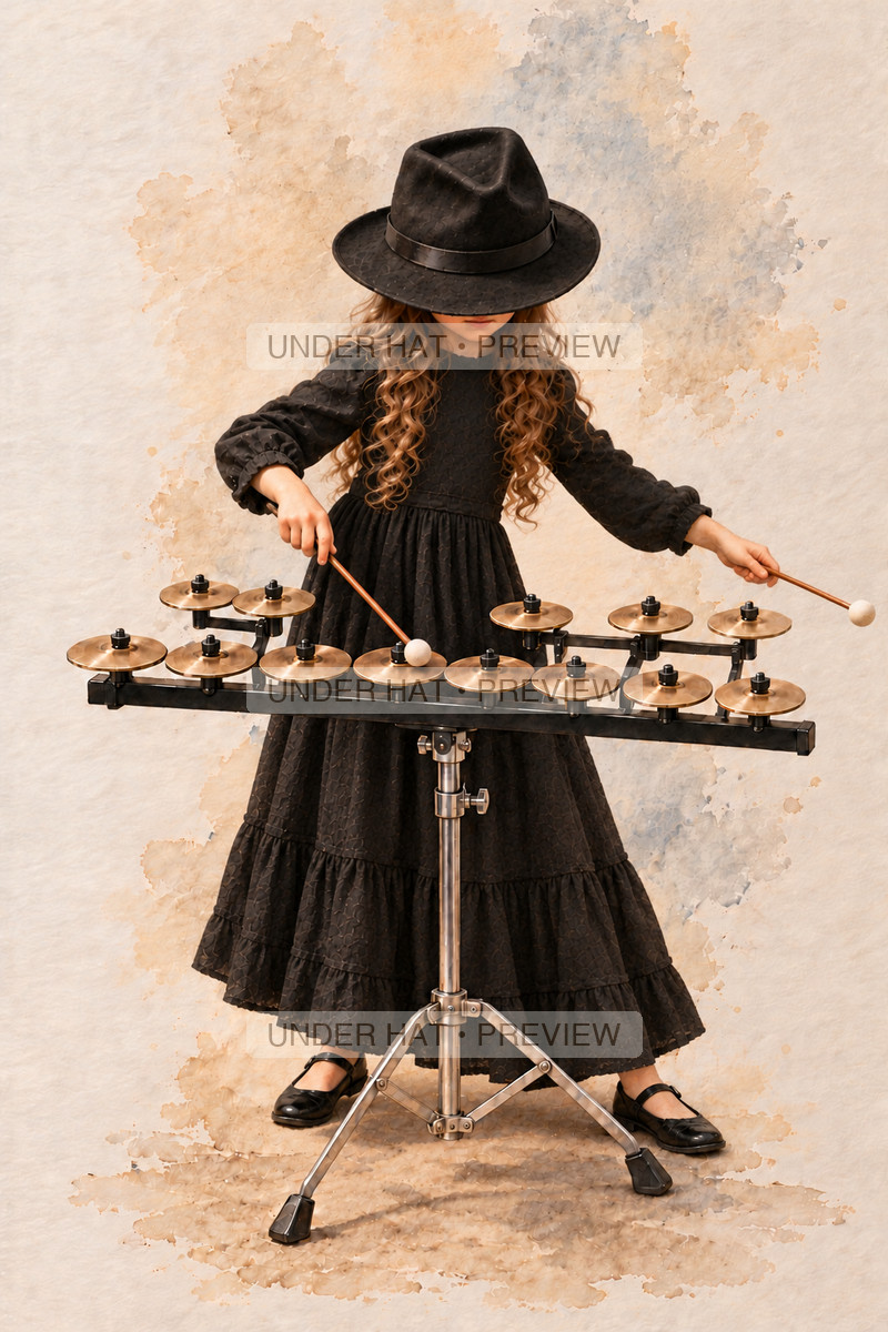Percussion, artwork UH-FO-CROTALES-GIRL-03 — watermarked digital art preview