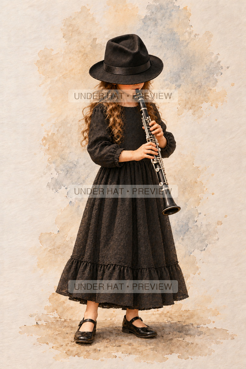 Woodwinds, artwork UH-FO-E-FLAT-CLARINET-GIRL-01 — watermarked digital art preview
