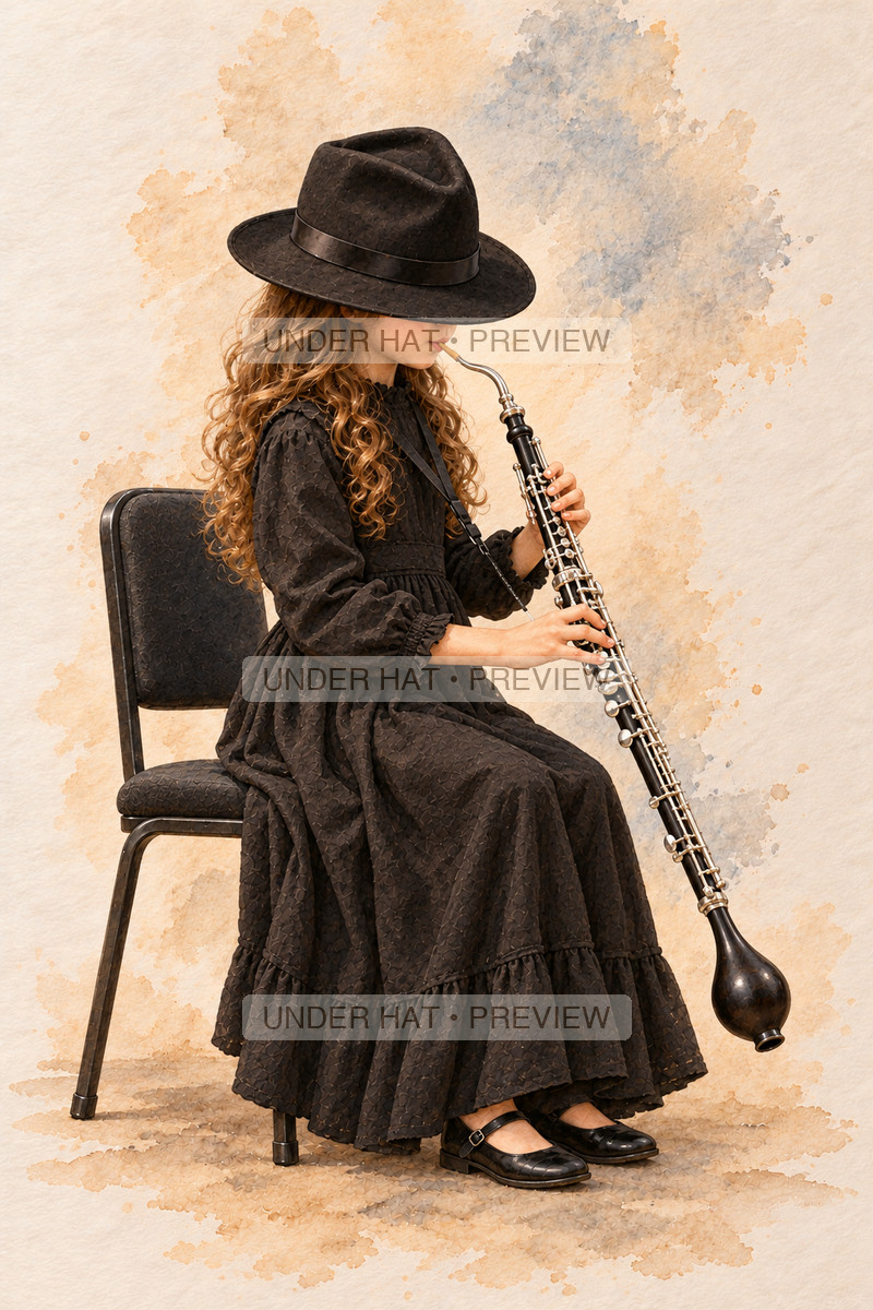 Woodwinds, artwork UH-FO-ENGLISH-HORN-GIRL-02 — watermarked digital art preview