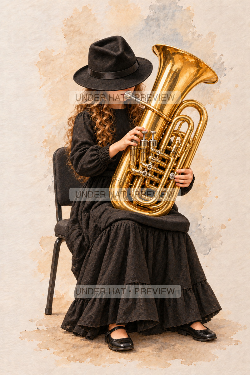 Brass, artwork UH-FO-EUPHONIUM-GIRL-02 — watermarked digital art preview