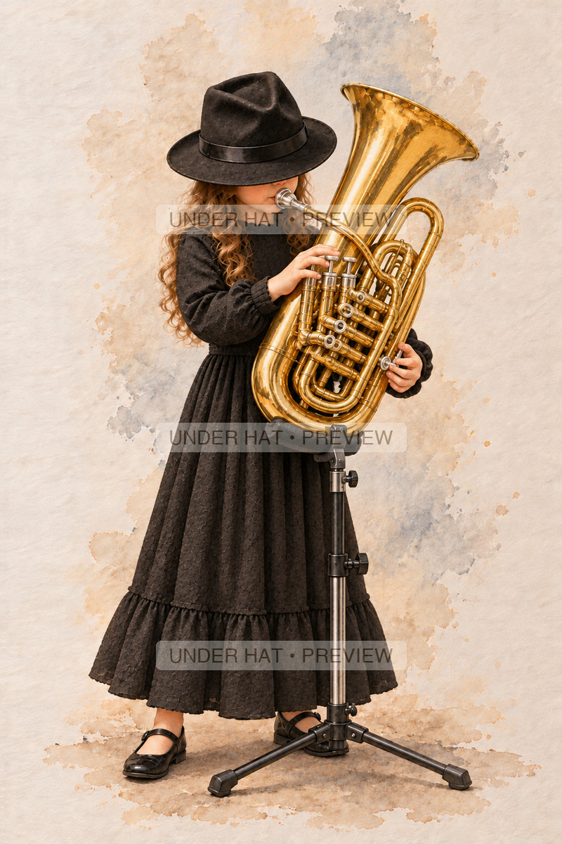 Brass, artwork UH-FO-EUPHONIUM-GIRL-03 — watermarked digital art preview