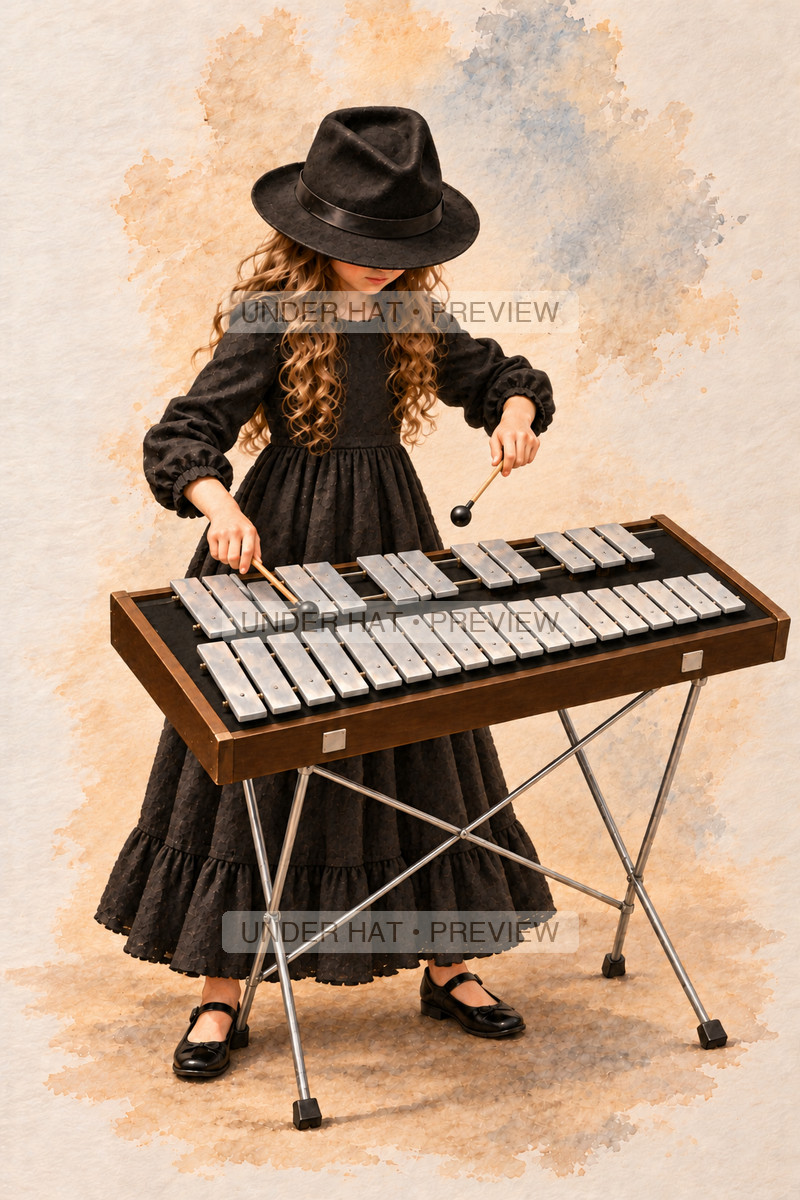 Percussion, artwork UH-FO-GLOCKENSPIEL-GIRL-03 — watermarked digital art preview