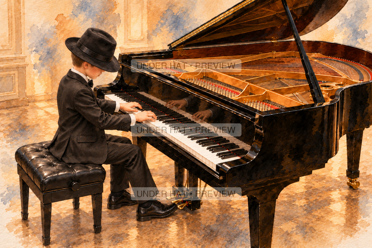 Keyboards, artwork UH-FO-GRAND-PIANO-BOY-01 — watermarked digital art preview