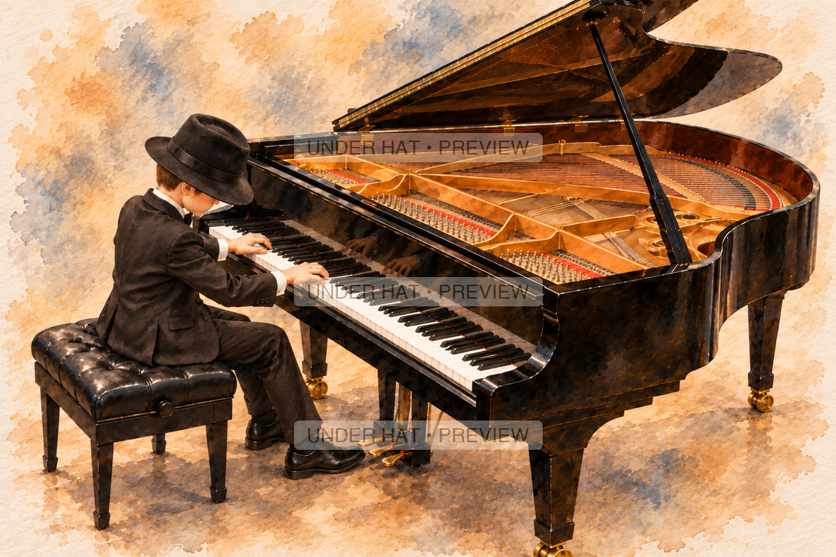 Keyboards, artwork UH-FO-GRAND-PIANO-BOY-02 — watermarked digital art preview