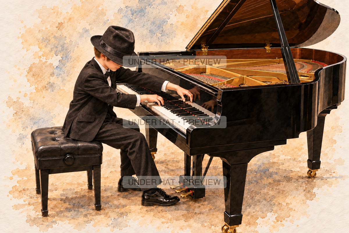 Keyboards, artwork UH-FO-GRAND-PIANO-BOY-03 — watermarked digital art preview