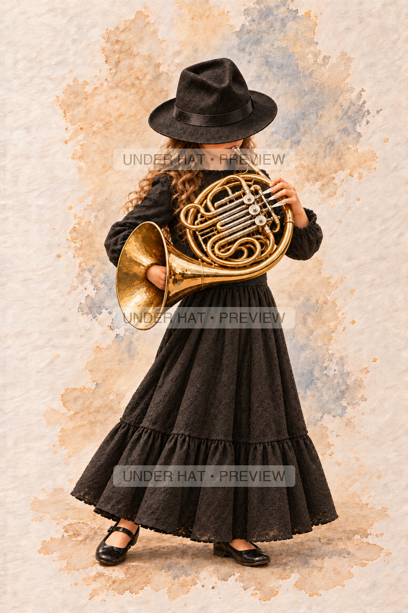Brass, artwork UH-FO-HORN-GIRL-02 — watermarked digital art preview
