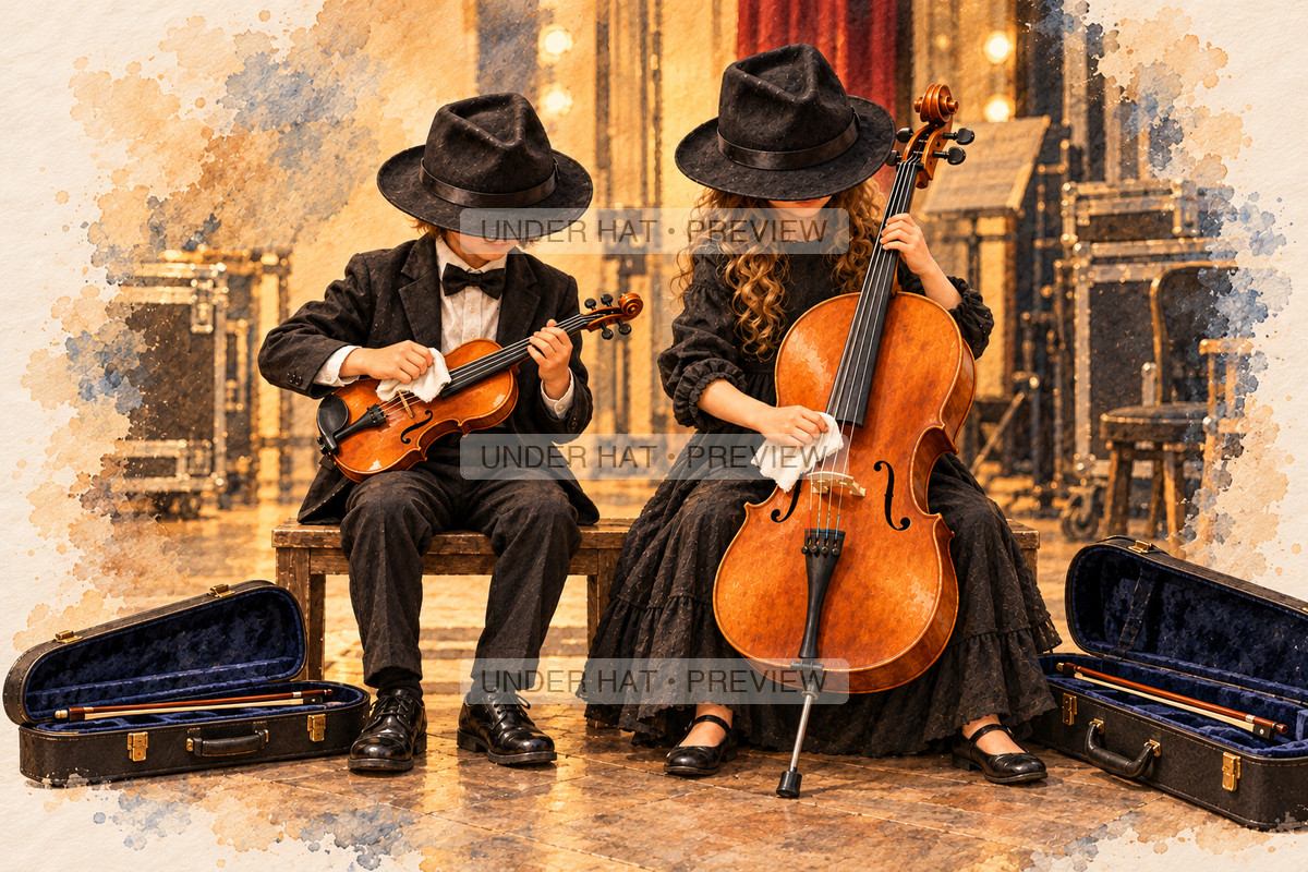 Orchestra Life, artwork UH-FO-LIFE-BACKSTAGE-INSTRUMENT-CARE — watermarked digital art preview