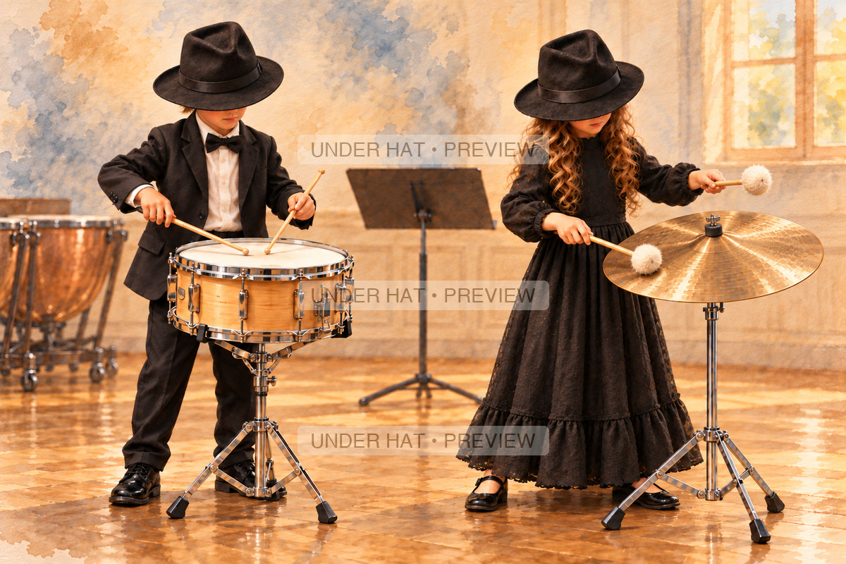 Orchestra Life, artwork UH-FO-LIFE-PERCUSSION-REHEARSAL — watermarked digital art preview