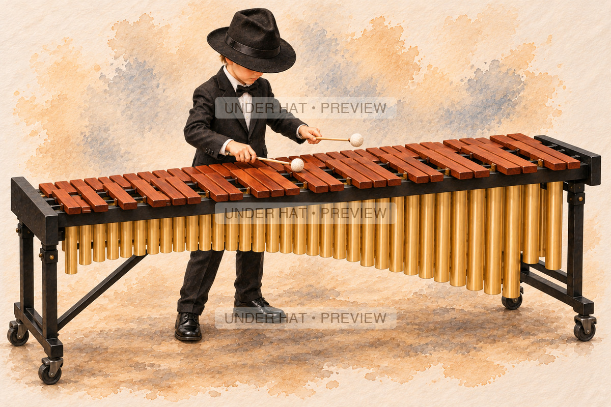 Percussion, artwork UH-FO-MARIMBA-BOY-01 — watermarked digital art preview