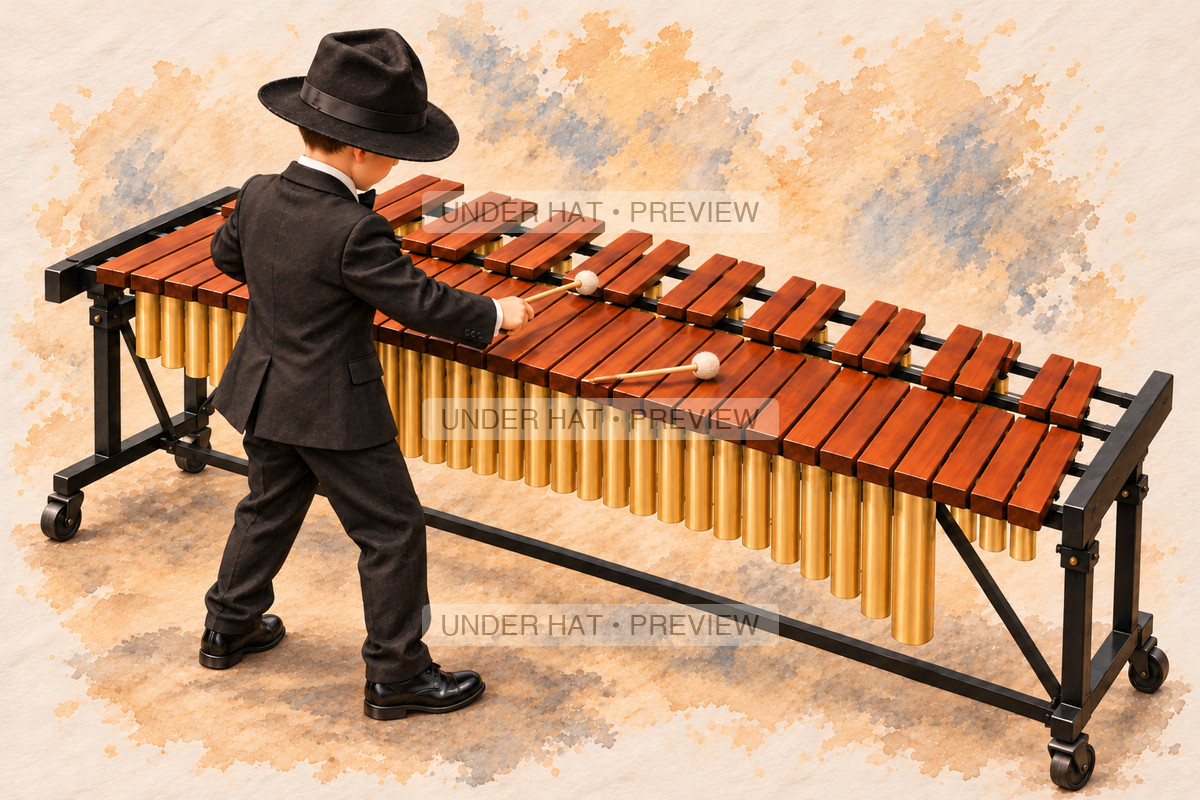 Percussion, artwork UH-FO-MARIMBA-BOY-02 — watermarked digital art preview