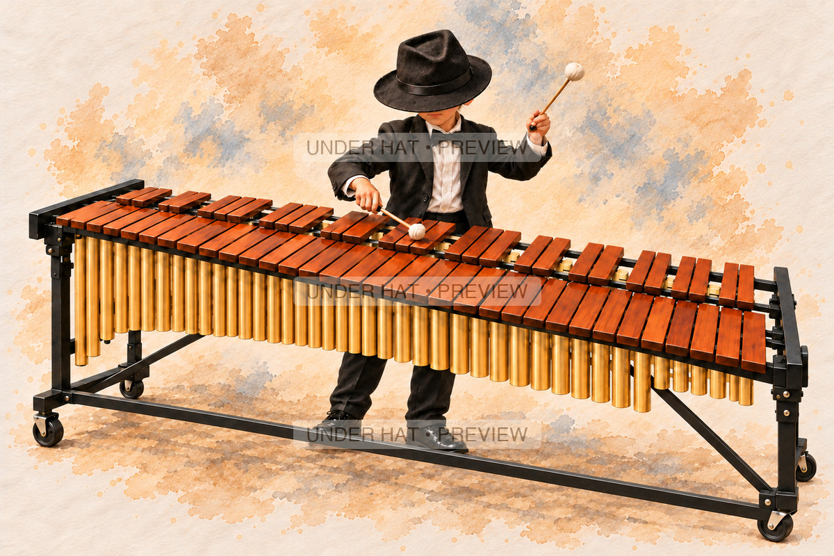 Percussion, artwork UH-FO-MARIMBA-BOY-03 — watermarked digital art preview