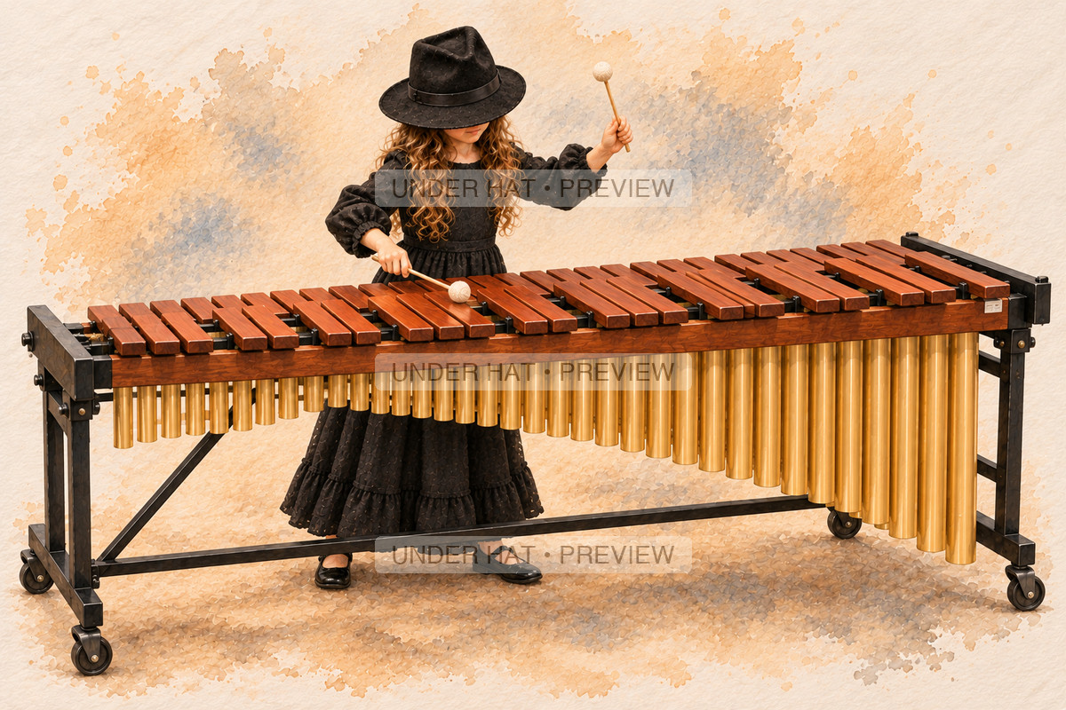 Percussion, artwork UH-FO-MARIMBA-GIRL-03 — watermarked digital art preview