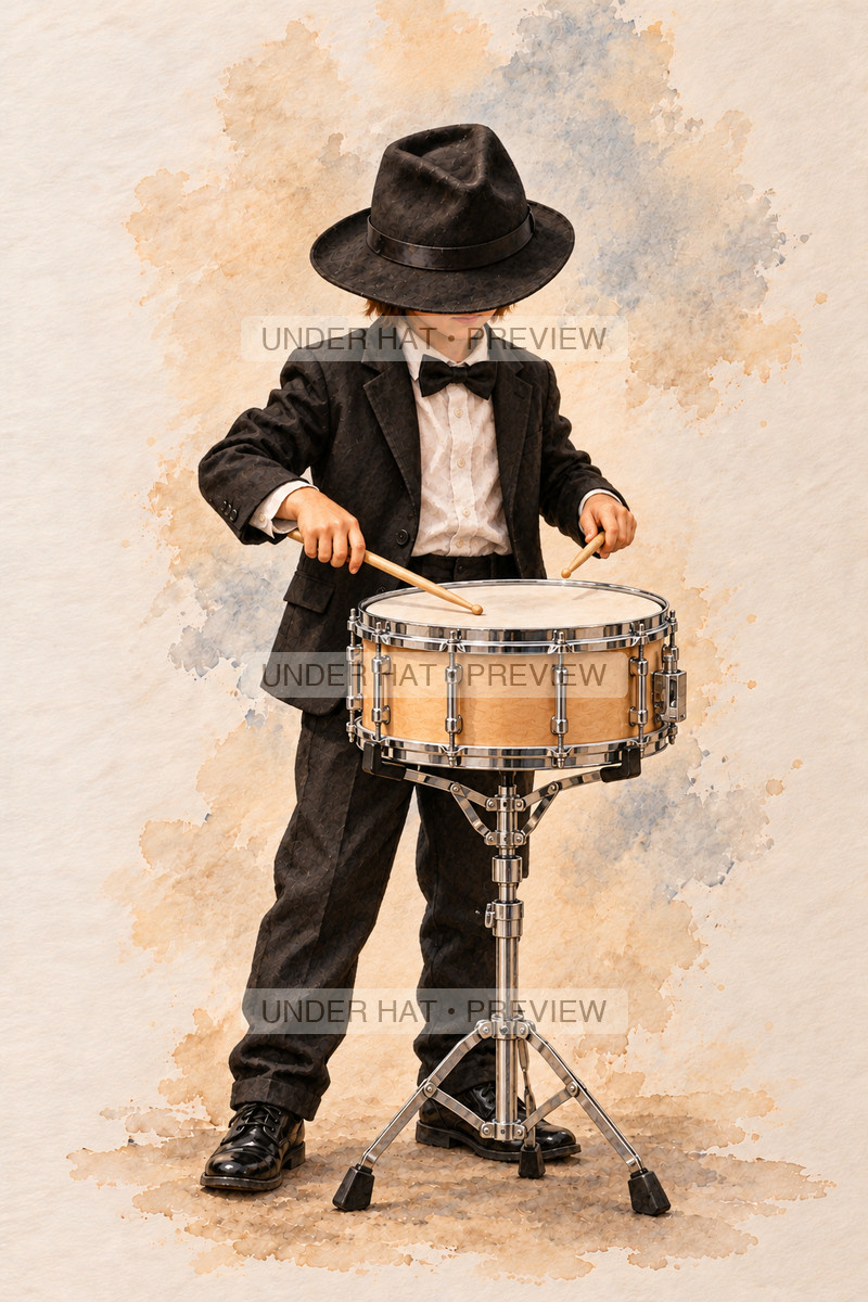 Percussion, artwork UH-FO-SNARE-DRUM-BOY-01 — watermarked digital art preview