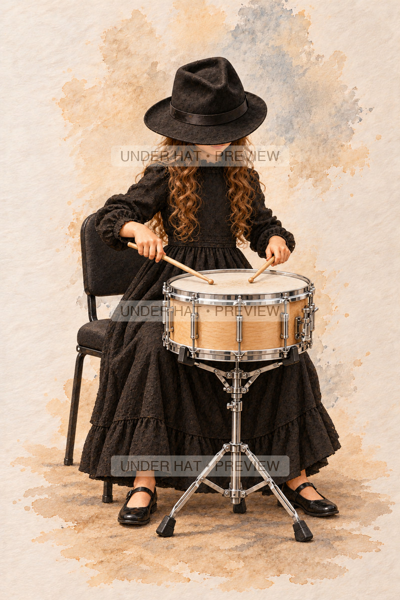 Percussion, artwork UH-FO-SNARE-DRUM-GIRL-02 — watermarked digital art preview