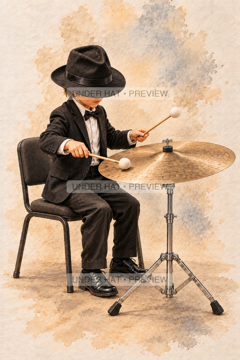 Percussion, artwork UH-FO-SUSPENDED-CYMBAL-BOY-02 — watermarked digital art preview