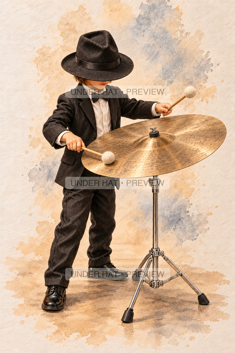 Percussion, artwork UH-FO-SUSPENDED-CYMBAL-BOY-03 — watermarked digital art preview