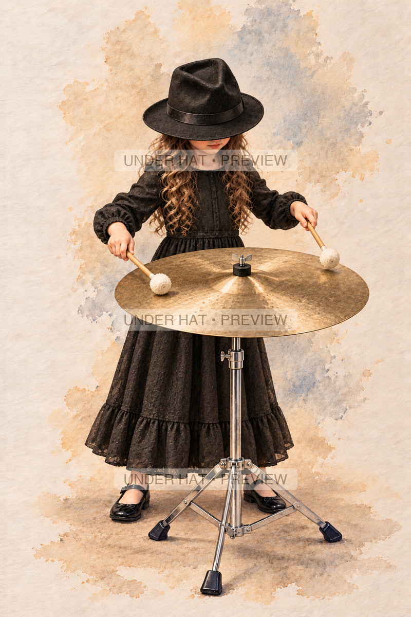 Percussion, artwork UH-FO-SUSPENDED-CYMBAL-GIRL-01 — watermarked digital art preview