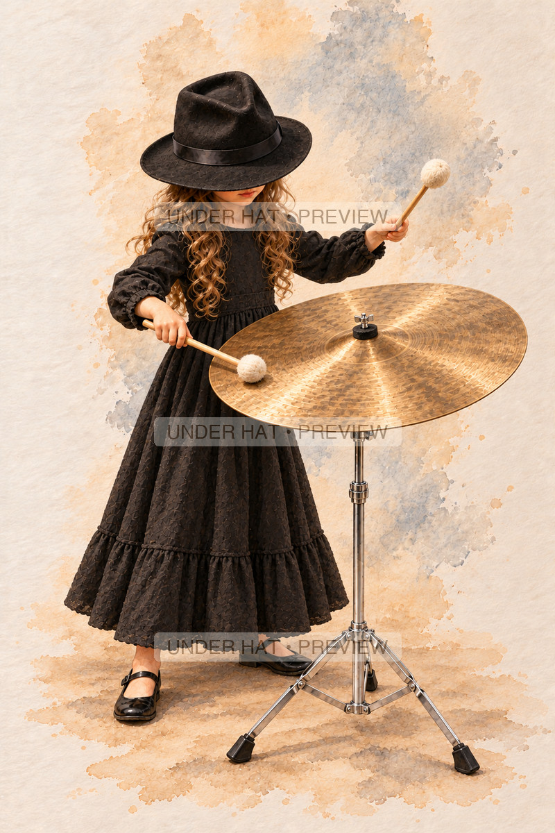 Percussion, artwork UH-FO-SUSPENDED-CYMBAL-GIRL-03 — watermarked digital art preview