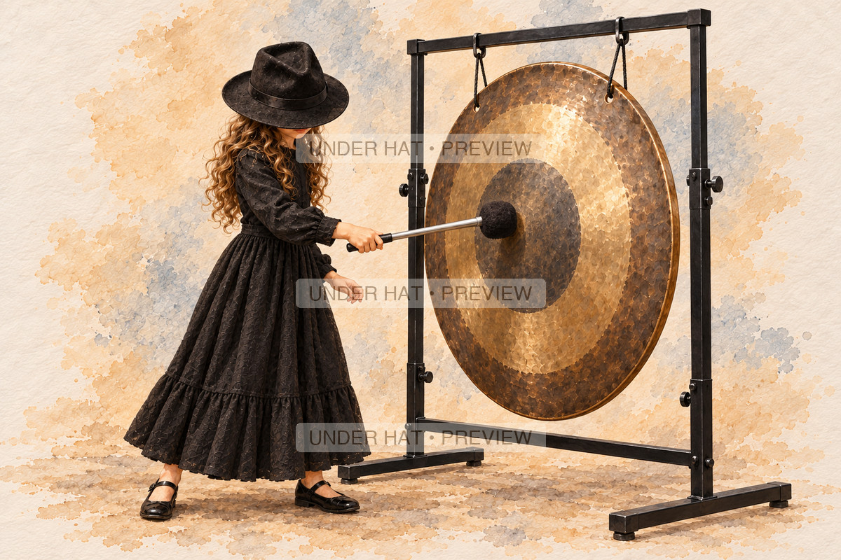 Percussion, artwork UH-FO-TAM-TAM-GIRL-03 — watermarked digital art preview
