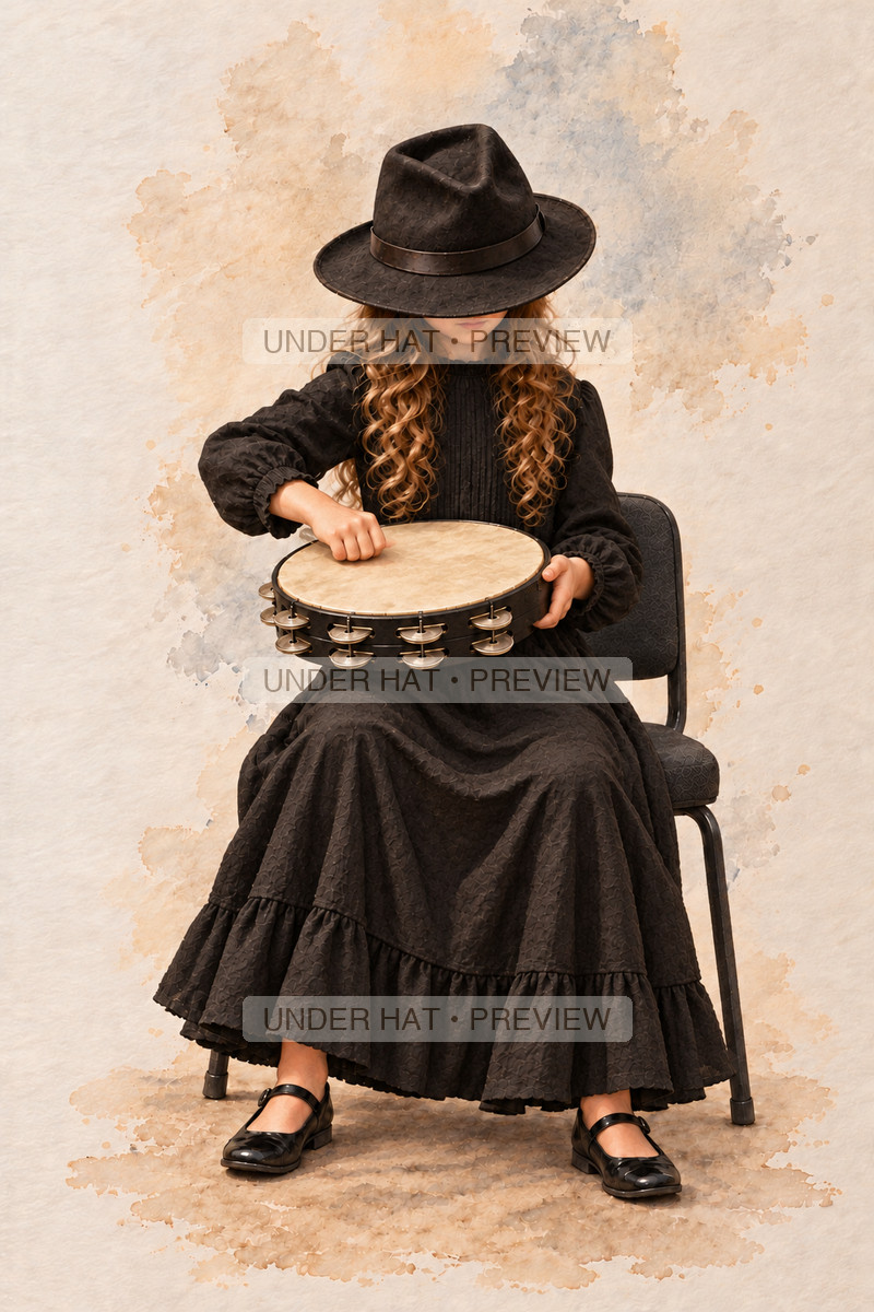 Percussion, artwork UH-FO-TAMBOURINE-GIRL-02 — watermarked digital art preview