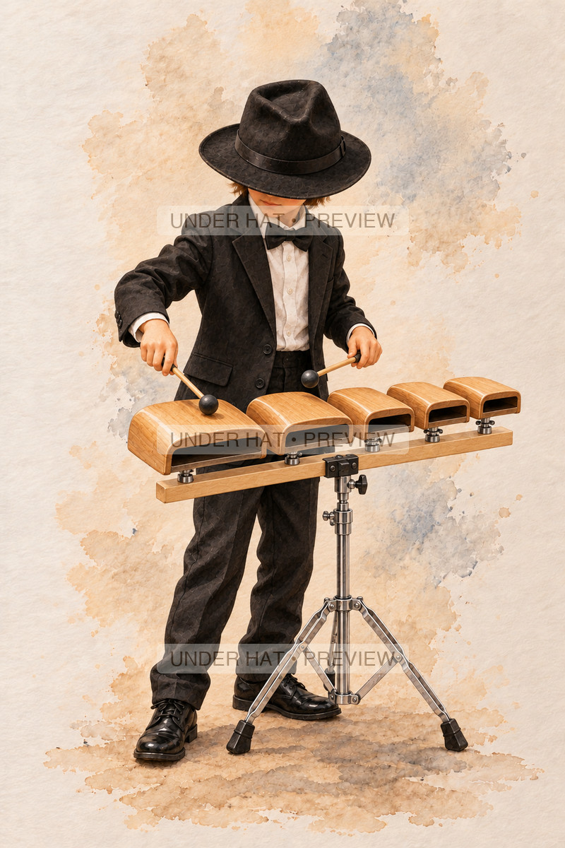 Percussion, artwork UH-FO-TEMPLE-BLOCKS-BOY-02 — watermarked digital art preview