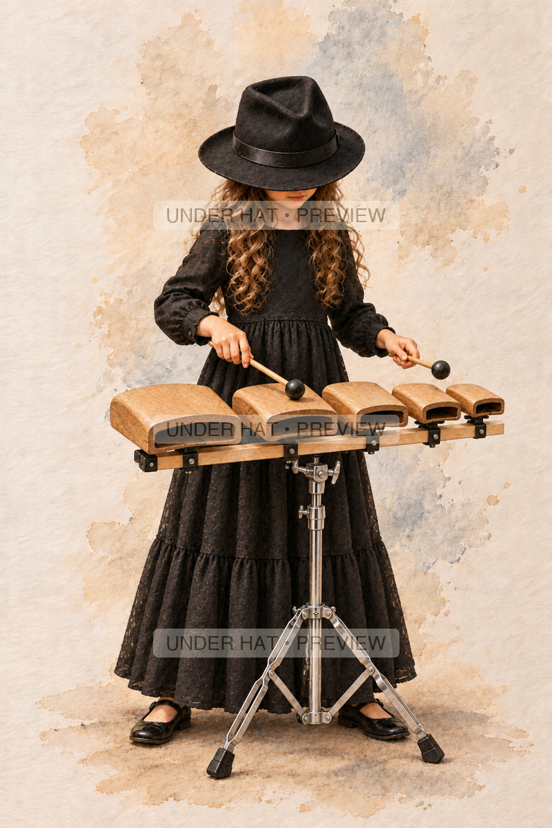 Percussion, artwork UH-FO-TEMPLE-BLOCKS-GIRL-01 — watermarked digital art preview