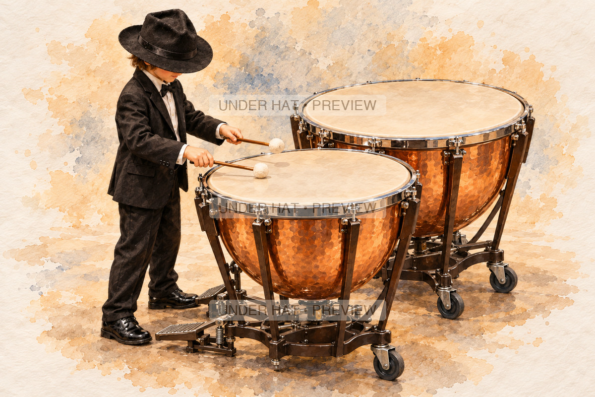 Percussion, artwork UH-FO-TIMPANI-BOY-02 — watermarked digital art preview