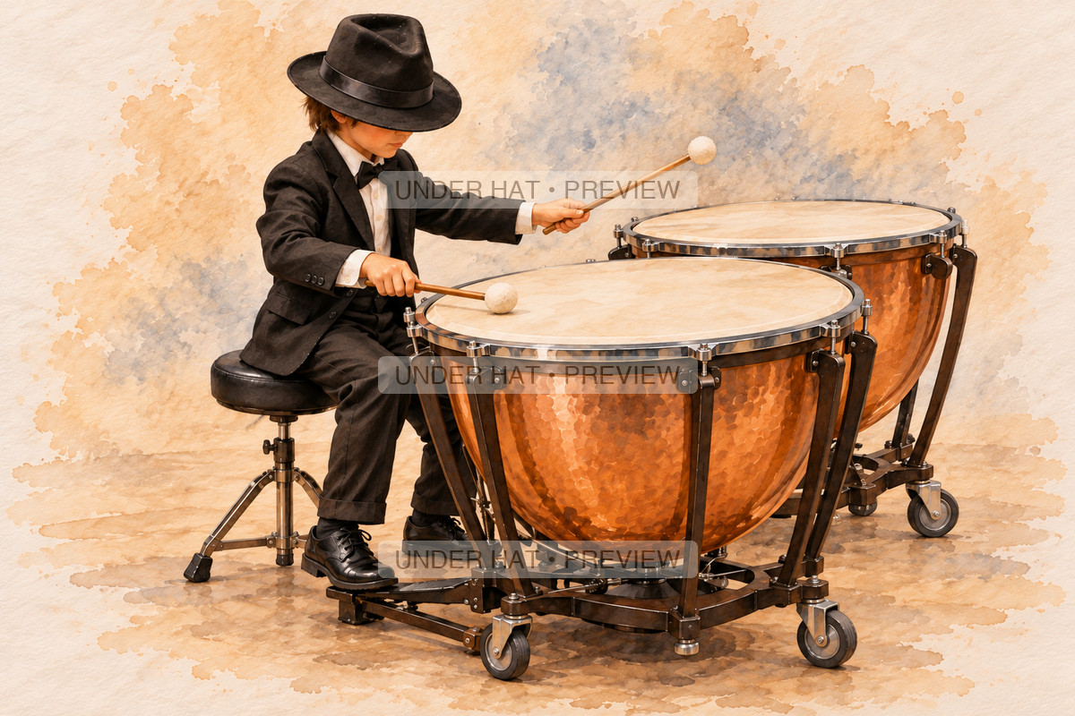 Percussion, artwork UH-FO-TIMPANI-BOY-03 — watermarked digital art preview